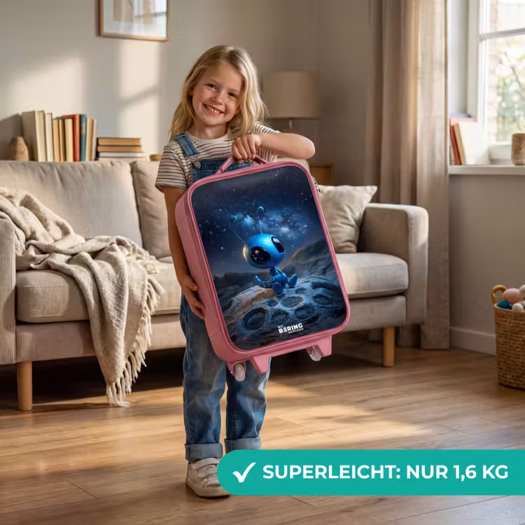 Blauw buitenaards wezentje onder sterrenhemel Kinderkoffer - Roze klein -sfeer2_DE
