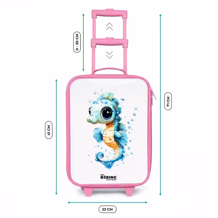 Blauw zeepaardje met grote ogen en luchtbellen Kinderkoffer - Roze klein -productfoto_formaten