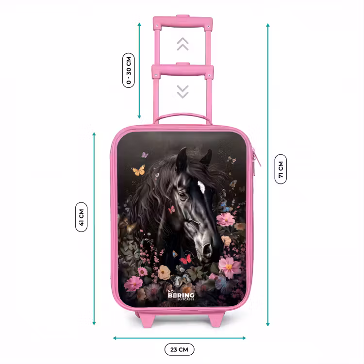 Zwart paard in bloei Kinderkoffer - Roze klein -productfoto_formaten