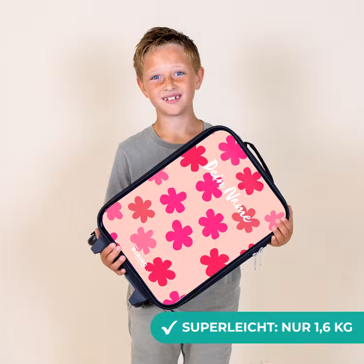 Roze bloemen Kinderkoffer - Zwart klein -sfeer4_DE