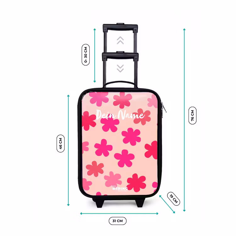 Roze bloemen Kinderkoffer - Zwart klein -productfoto_formaten