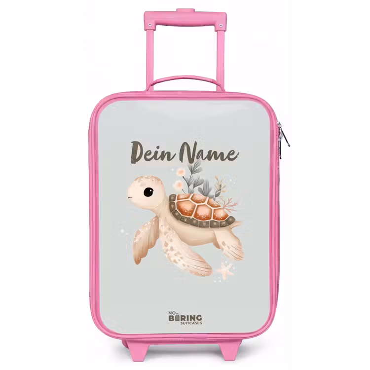 Bruine zeeschildpad in pastel onderwaterwereld Kinderkoffer - Roze klein -zz3dotto