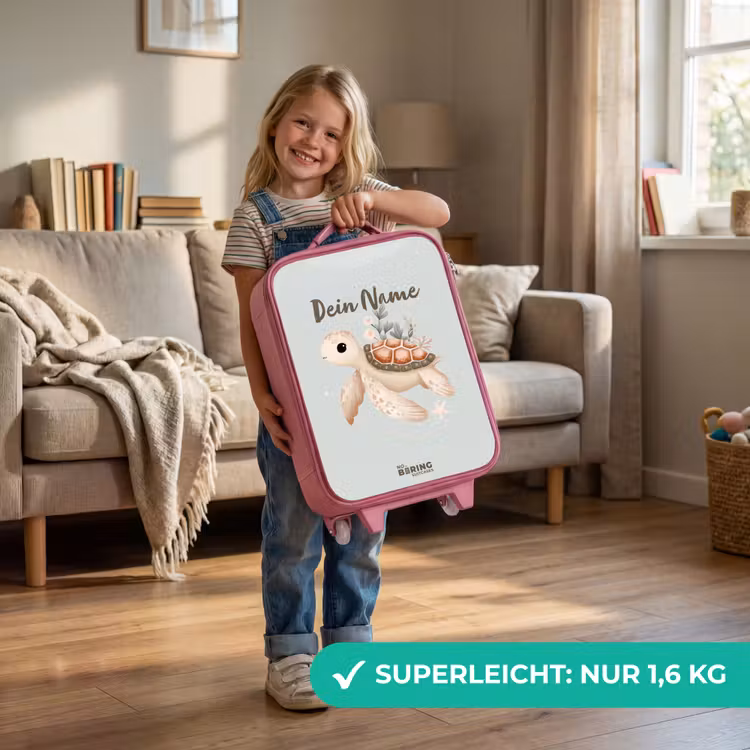 Bruine zeeschildpad in pastel onderwaterwereld Kinderkoffer - Roze klein -sfeer2_DE