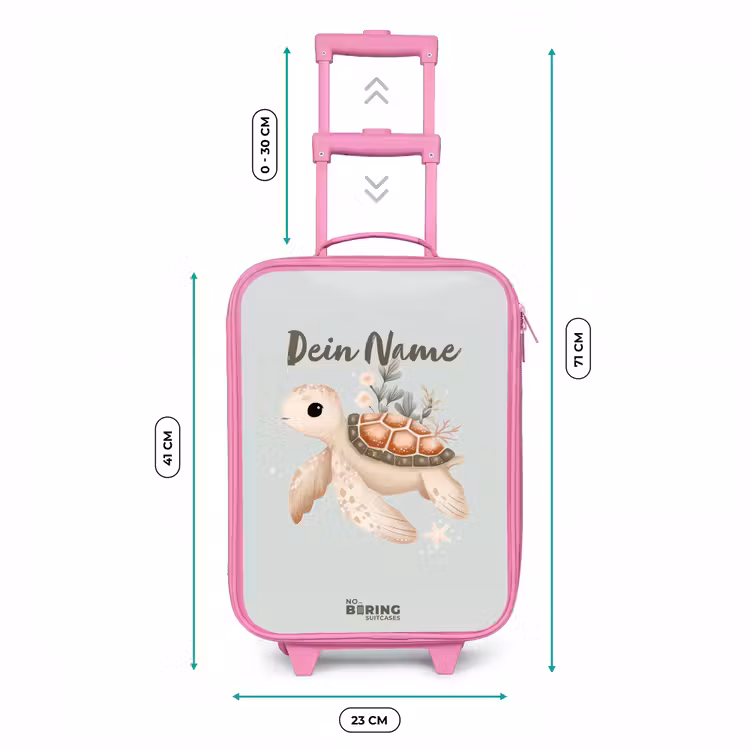 Bruine zeeschildpad in pastel onderwaterwereld Kinderkoffer - Roze klein -productfoto_formaten