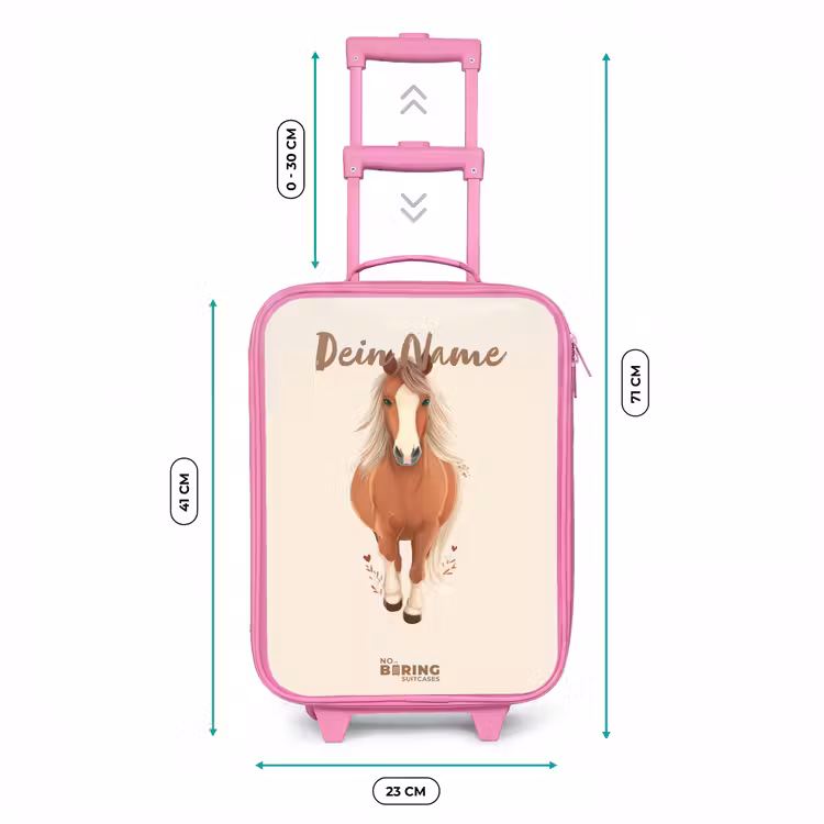 Bruin paard in gallop Kinderkoffer - Roze klein -productfoto_formaten