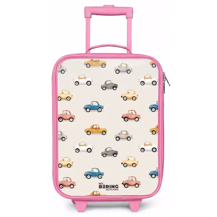 Kleurrijke retro autootjes Kinderkoffer - Roze klein -zz3dotto