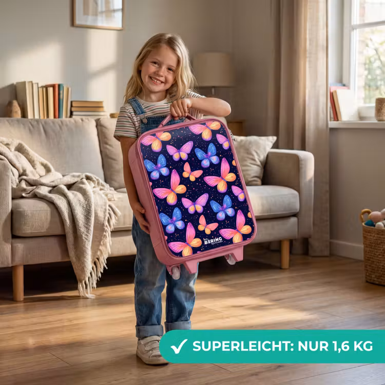 Kleurrijke vlinders in roze en blauw Kinderkoffer - Roze klein -sfeer2_DE