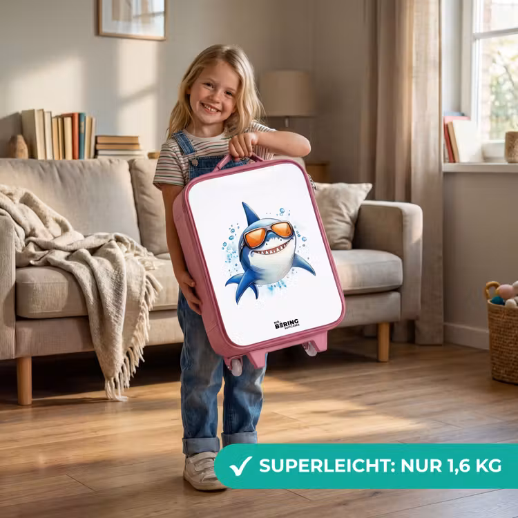 Coole haai met zonnebril in het water Kinderkoffer - Roze klein -sfeer2_DE