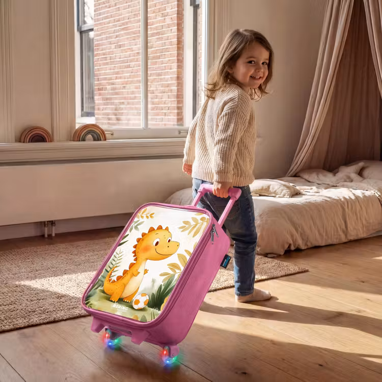 Dino - Voetbal - Oranje Kinderkoffer - Roze klein -sfeer1