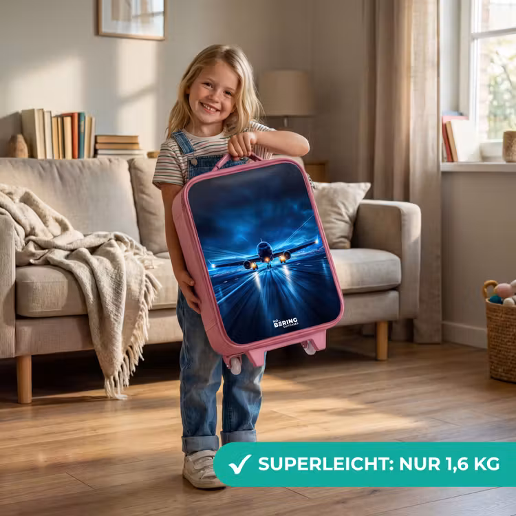 Vliegtuig opstartend in futuristisch nachtlandschap Kinderkoffer - Roze klein -sfeer2_DE