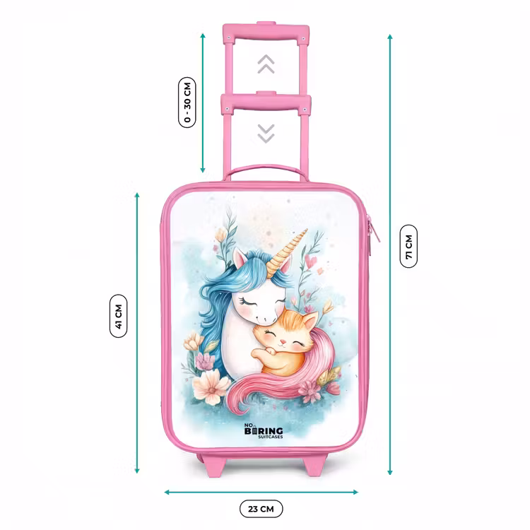 Eenhoorn met blauwe manen en oranje kitten Kinderkoffer - Roze klein -productfoto_formaten