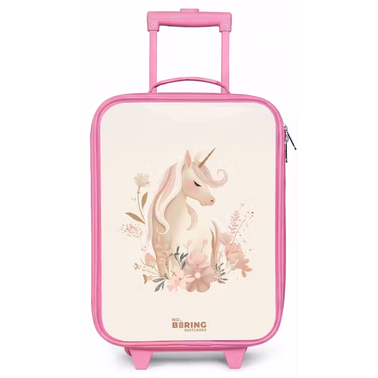 Eenhoorn tussen bloemen in roze pastel kleuren Kinderkoffer - Roze klein -zz3dotto