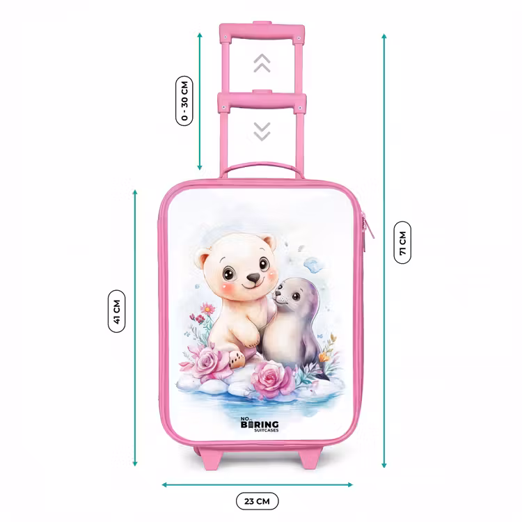 IJsbeer en zeehond op een ijsschots Kinderkoffer - Roze klein -productfoto_formaten