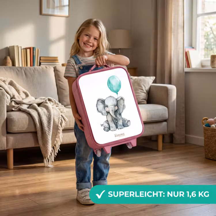 Olifant met blauwe ballon Kinderkoffer - Roze klein -sfeer2_DE