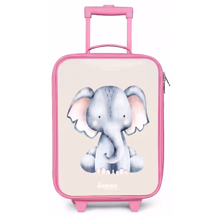 Olifant tekening tegen een beige achtergrond Kinderkoffer - Roze klein -zz3dotto