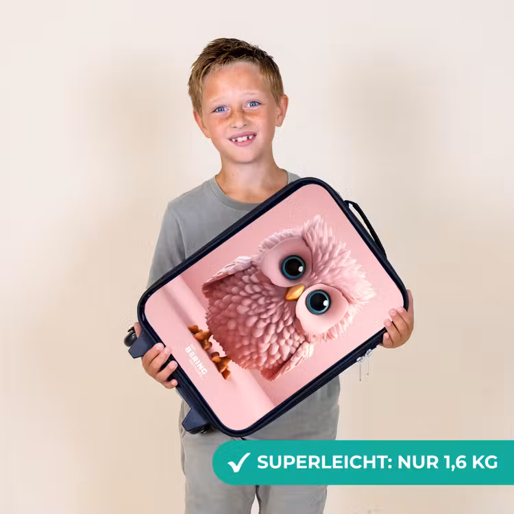 Roze uil met blauwe ogen Kinderkoffer - Zwart klein -sfeer4_DE