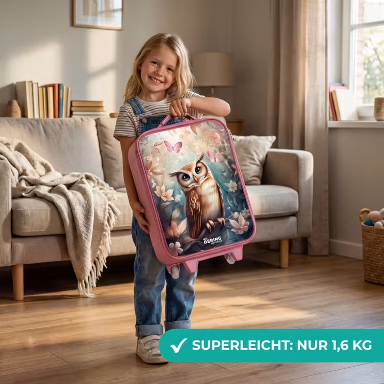 Uil met vlinders in mystiek bos Kinderkoffer - Roze klein -sfeer2_DE