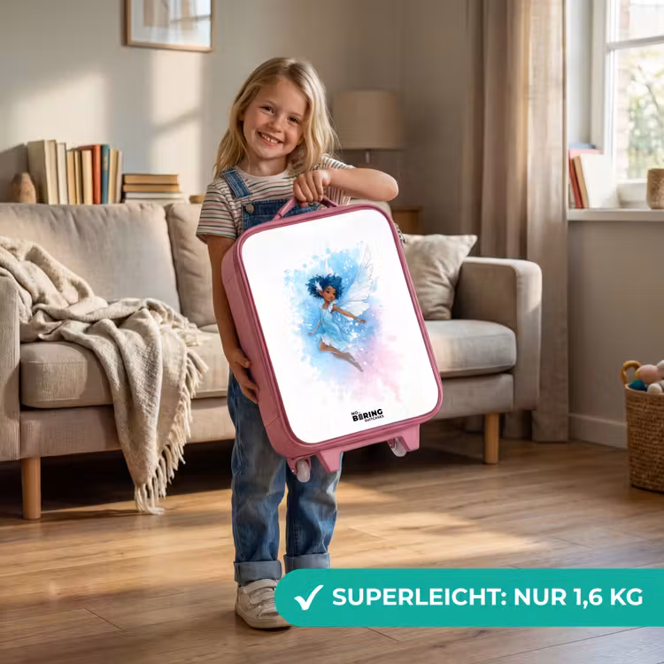 Vliegende fee in blauwe tinten Kinderkoffer - Roze klein -sfeer2_DE
