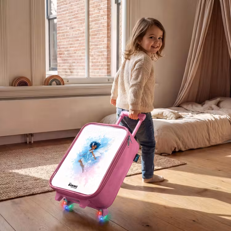 Vliegende fee in blauwe tinten Kinderkoffer - Roze klein -sfeer1