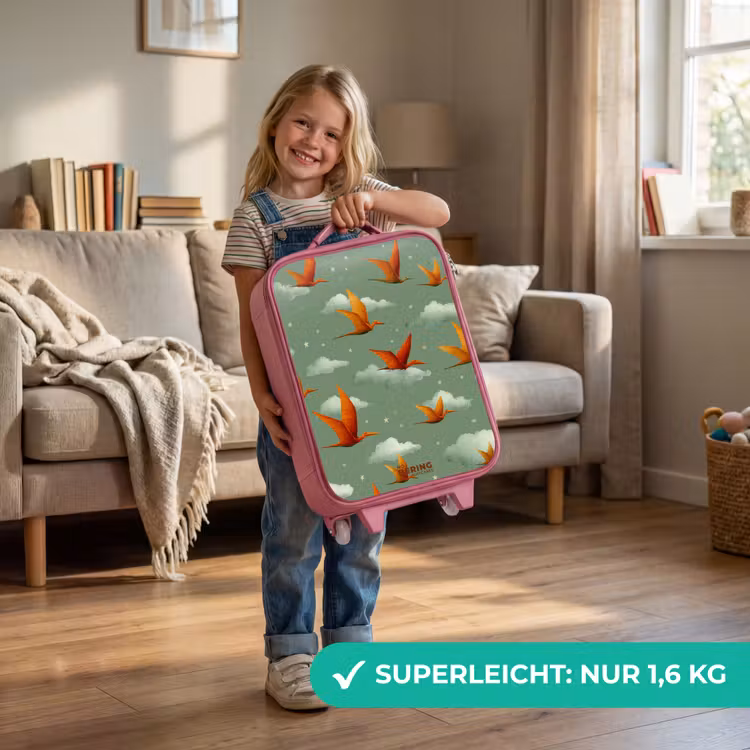 Vliegende pterosaurussen tussen sterren Kinderkoffer - Roze klein -sfeer2_DE