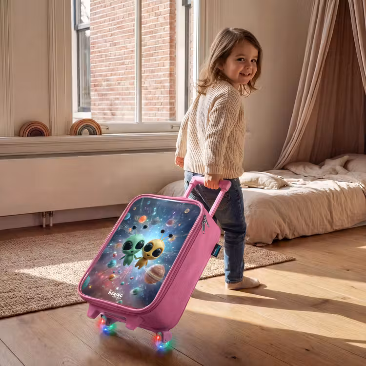 Vrolijke buitenaardse vrienden Kinderkoffer - Roze klein -sfeer1