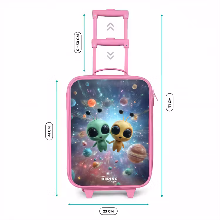 Vrolijke buitenaardse vrienden Kinderkoffer - Roze klein -productfoto_formaten