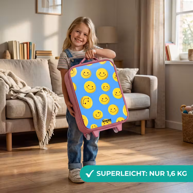 Vrolijke smileyregen Kinderkoffer - Roze klein -sfeer2_DE