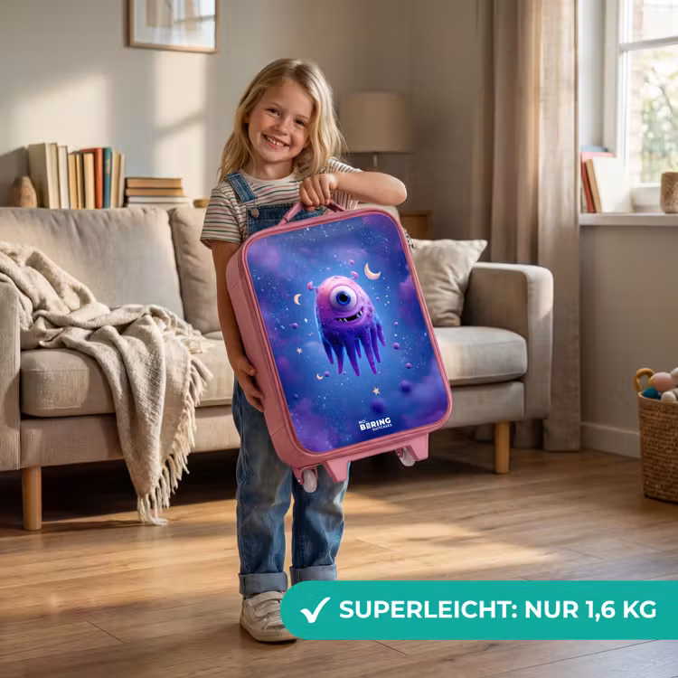 Vrolijk paarsoog in de ruimte Kinderkoffer - Roze klein -sfeer2_DE