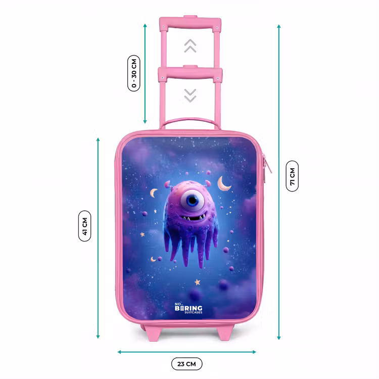Vrolijk paarsoog in de ruimte Kinderkoffer - Roze klein -productfoto_formaten