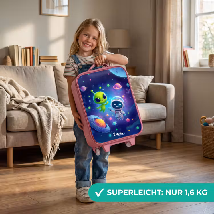 Vrolijke Ontmoeting in de Ruimte Kinderkoffer - Roze klein -sfeer2_DE
