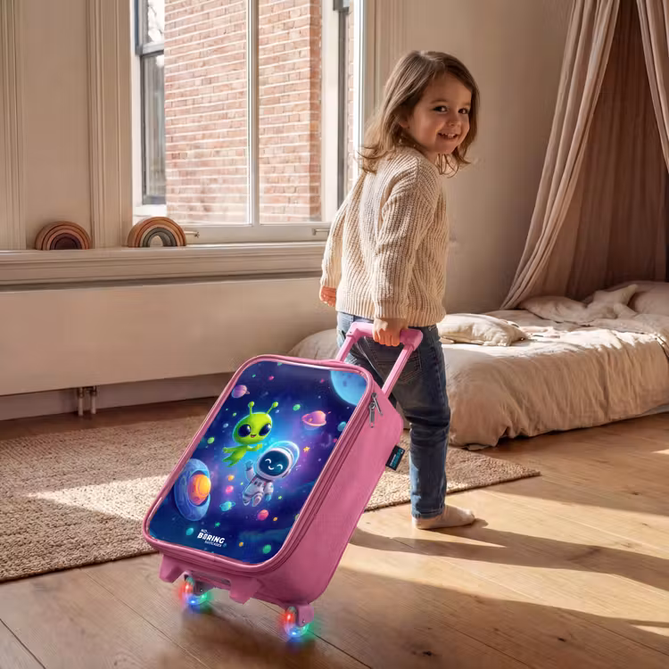 Vrolijke Ontmoeting in de Ruimte Kinderkoffer - Roze klein -sfeer1