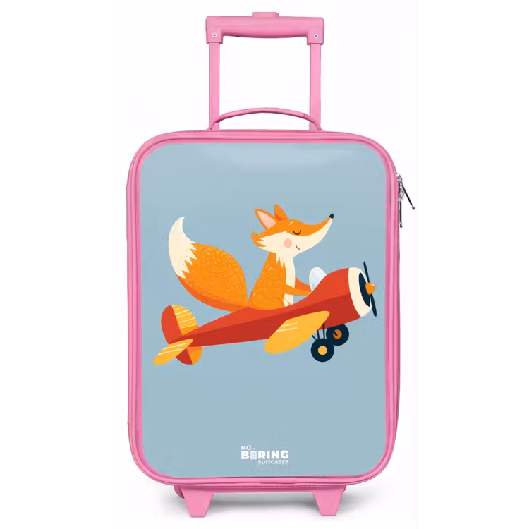 Vos - Vliegtuig - Vliegen Kinderkoffer - Roze klein -zz3dotto