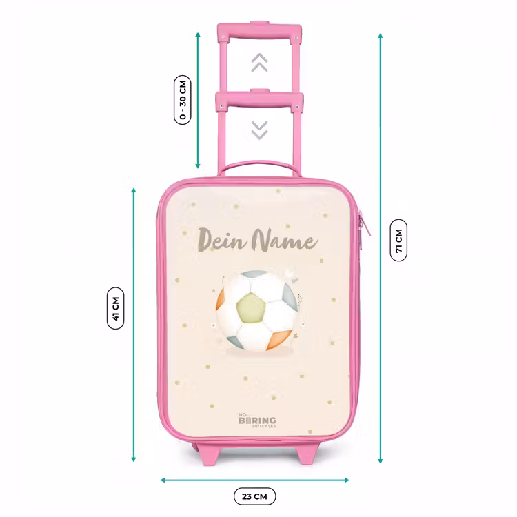 Voetbal in beige pastel kleuren Kinderkoffer - Roze klein -productfoto_formaten