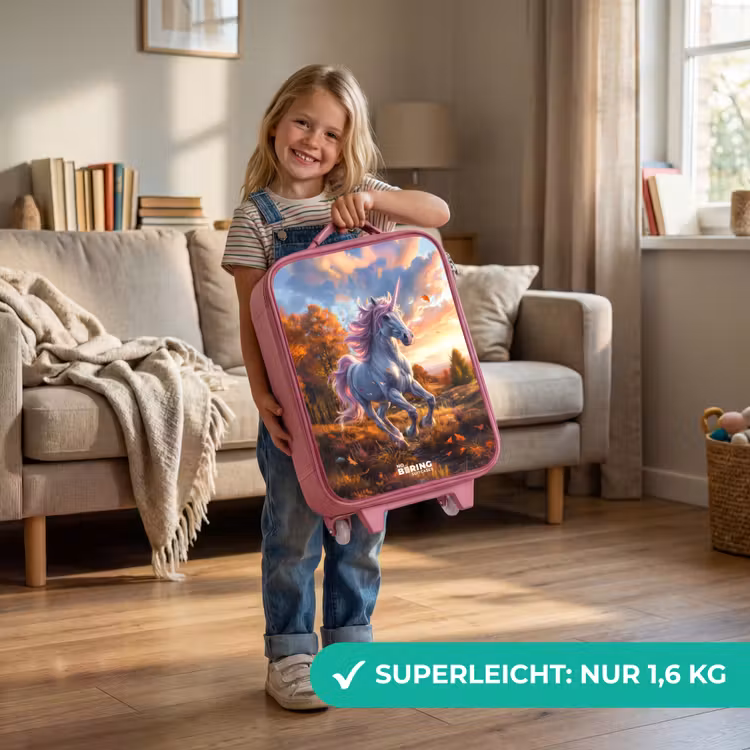 Galopperende Eenhoorn in Herfstwereld Kinderkoffer - Roze klein -sfeer2_DE