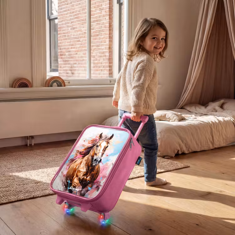 Galopperend paard met kleurrijke achtergrond Kinderkoffer - Roze klein -sfeer1