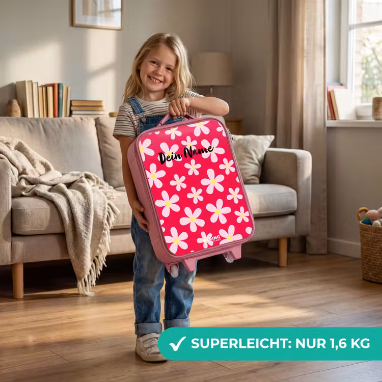Madeliefjesmania hotpink Kinderkoffer - Roze klein -sfeer2_DE
