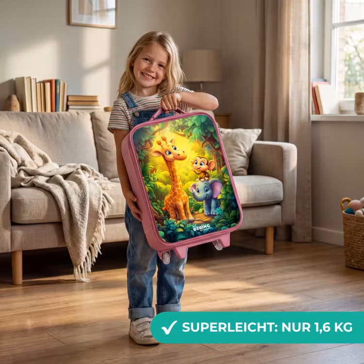 Giraf, olifant en aapje in het bos Kinderkoffer - Roze klein -sfeer2_DE