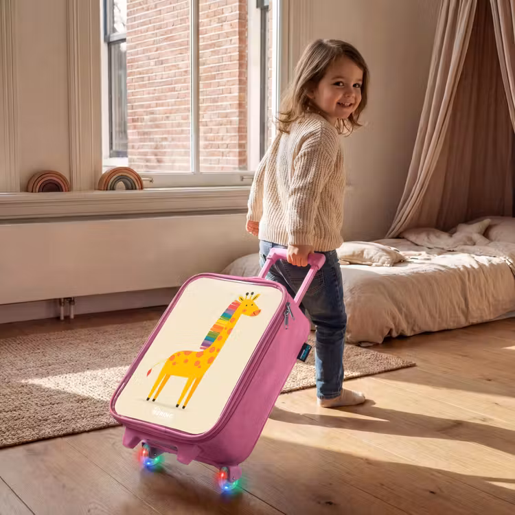 Giraffe - Dier - Kleurrijk Kinderkoffer - Roze klein -sfeer1