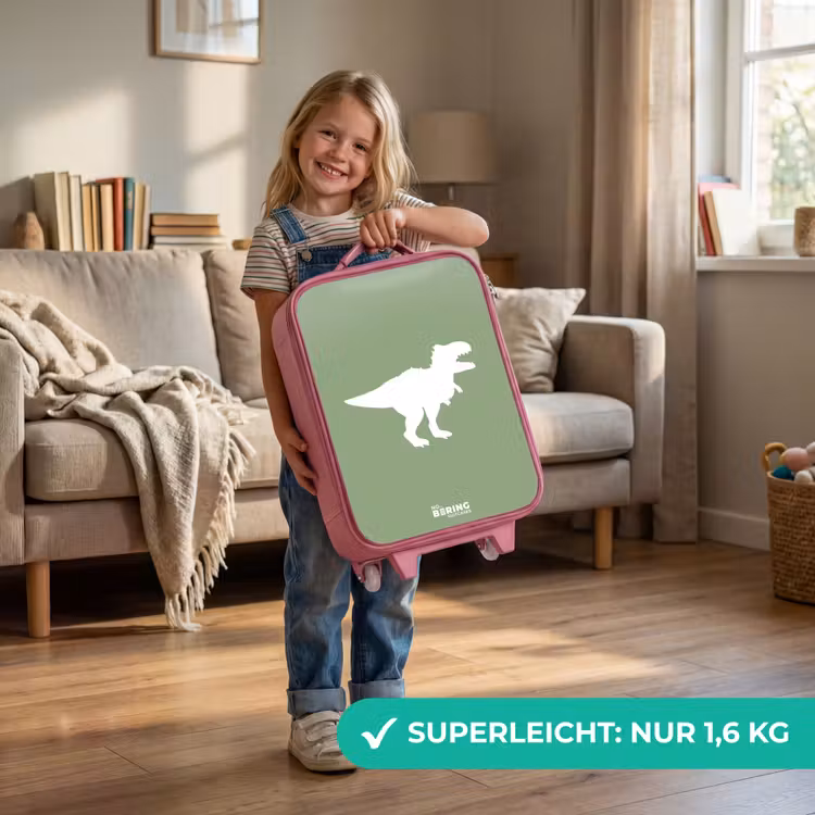 Groen met T-rex dino Kinderkoffer - Roze klein -sfeer2_DE