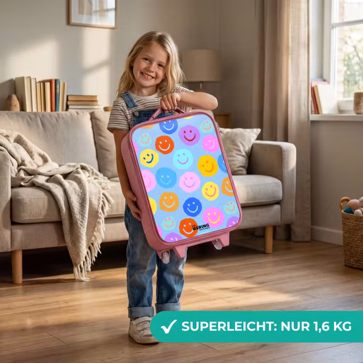 Vrolijk patroon van smileys Kinderkoffer - Roze klein -sfeer2_DE