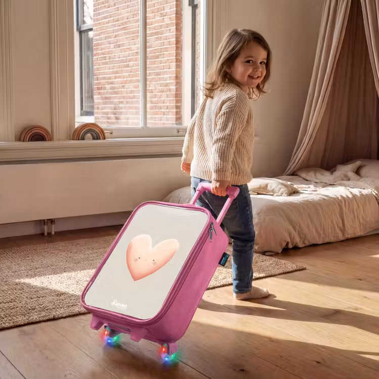 Hart in pastel kleuren Kinderkoffer - Roze klein -sfeer1