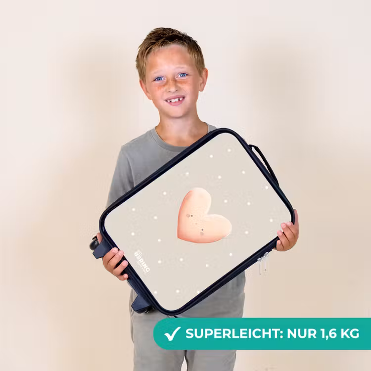Roze hart omringd door beige stippen Kinderkoffer - Zwart klein -sfeer4_DE