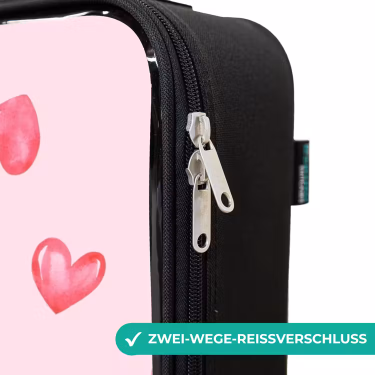 Roze hartjes Kinderkoffer - Zwart klein -rits_DE