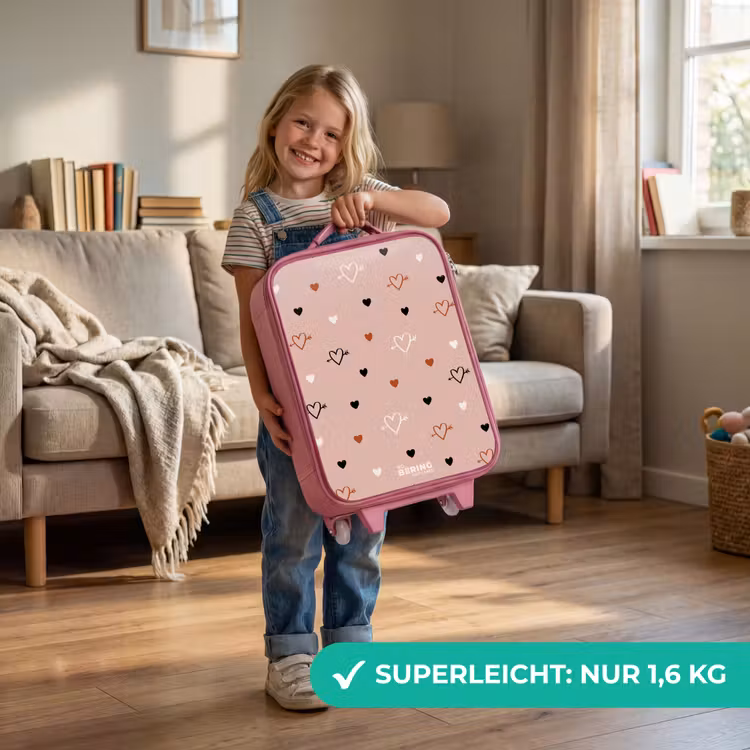 Hartjes met pijlen in zwart, wit en roze Kinderkoffer - Roze klein -sfeer2_DE