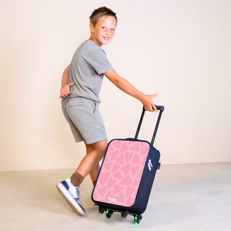 Roze hartjes patroon Kinderkoffer - Zwart klein -sfeer3