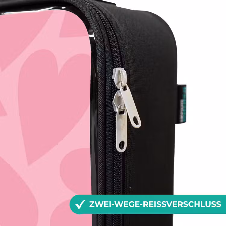 Roze hartjes patroon Kinderkoffer - Zwart klein -rits_DE