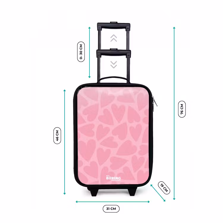 Roze hartjes patroon Kinderkoffer - Zwart klein -productfoto_formaten