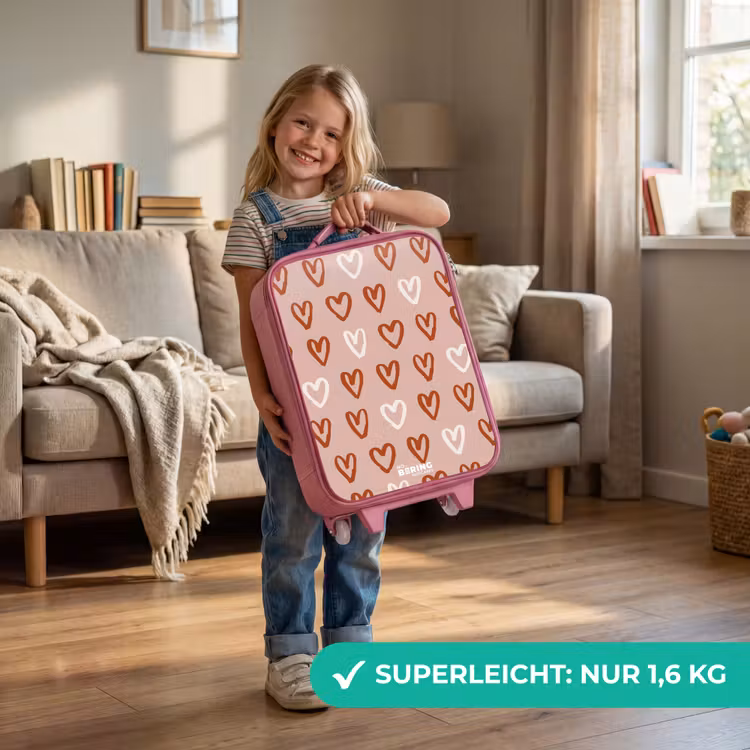 Hartjes patroon in roze en wit Kinderkoffer - Roze klein -sfeer2_DE