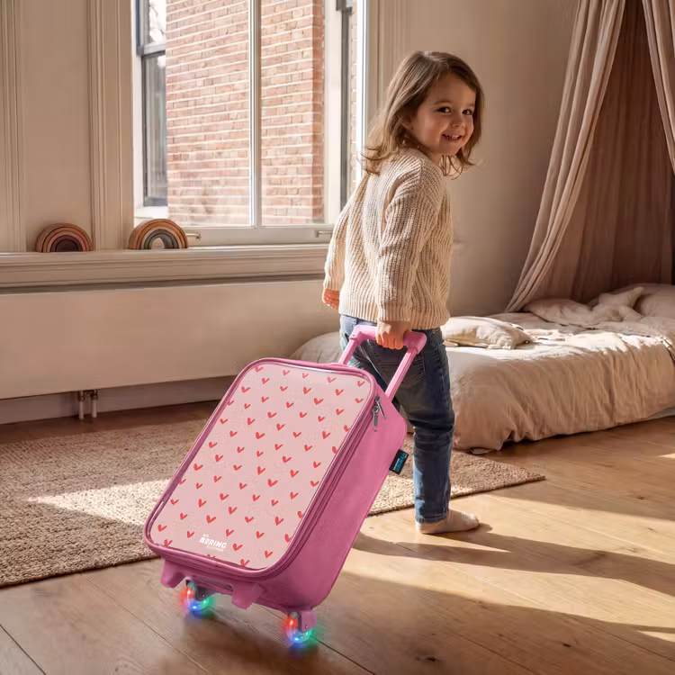 Hartjespatroon met roze kleuren Kinderkoffer - Roze klein -sfeer1