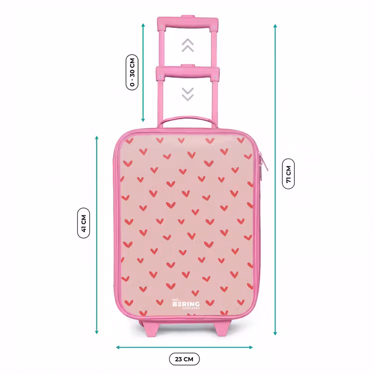 Hartjespatroon met roze kleuren Kinderkoffer - Roze klein -productfoto_formaten